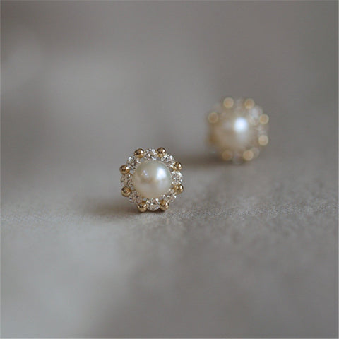 Simple Pearl Stud Earrings Women Jewelry Gift
