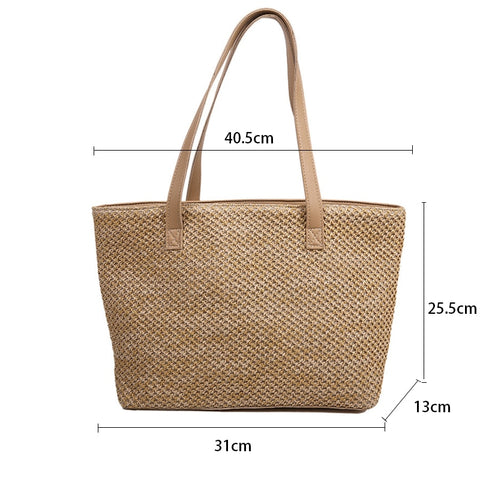 Casual Straw Large Capacity Tote  Rattan Travel