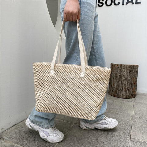 Casual Straw Large Capacity Tote  Rattan Travel