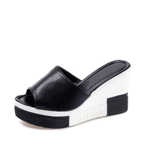 Sandals Shoes Summer Wedges High Heels Fashion Ladies Peep Toe Buckle Strap
