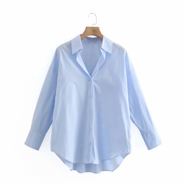 Simply Candy COlor Single Breasted Poplin Shirts Office Lady Long Sleeve