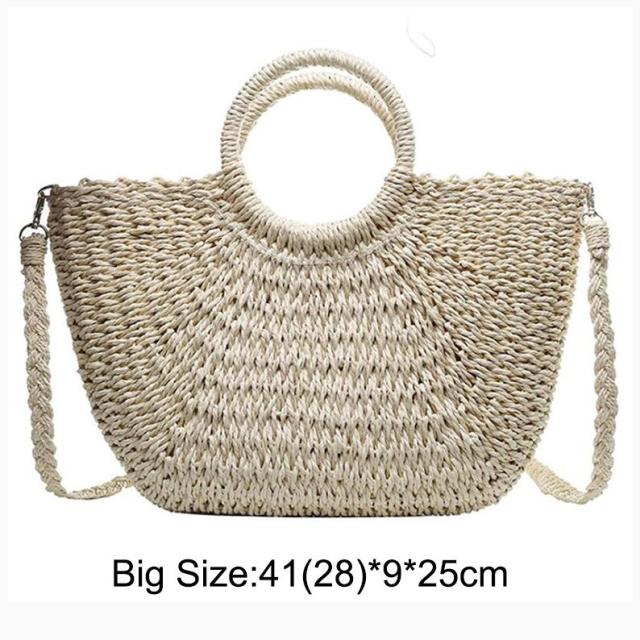 Straw Handbags Vintage Casual Shoulder Women Tote Bags