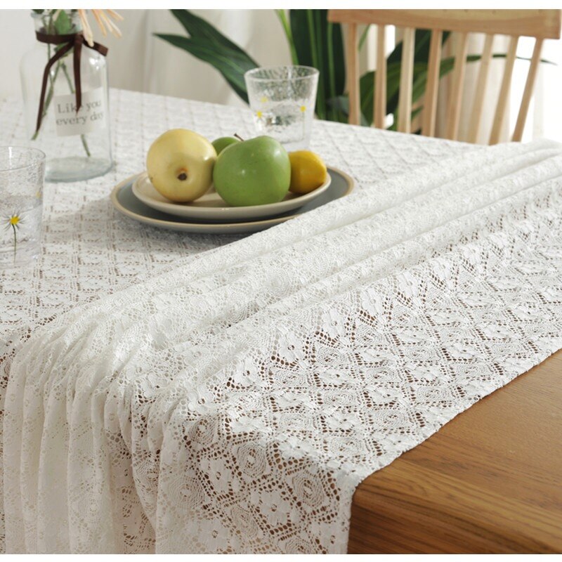 Crocheted Tablecloth White Lace table cover Home Hotel Textile Décor