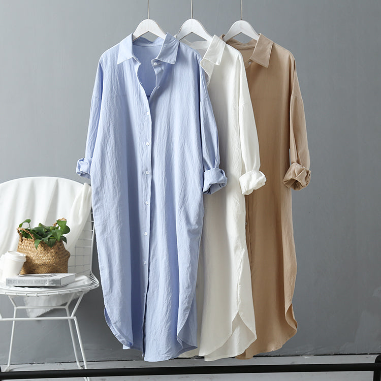 Long Shirt Dress Cotton Clothing Boho Oversized Robe