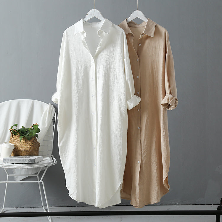 Long Shirt Dress Cotton Clothing Boho Oversized Robe