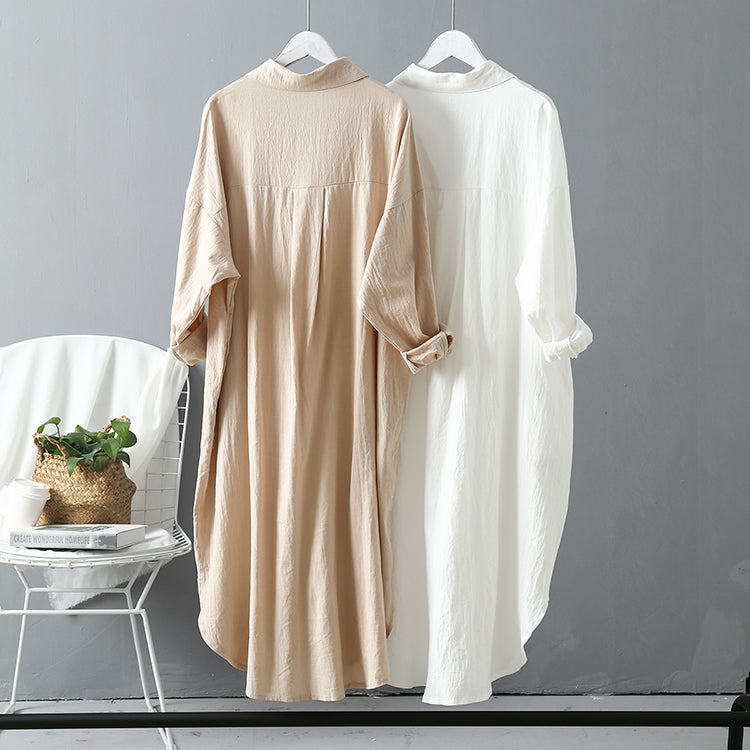 Long Shirt Dress Cotton Clothing Boho Oversized Robe