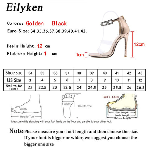 PVC Transparent Crystal Rhinestone Ankle Chain Strap Stiletto Heels Zip Party Shoes For Women