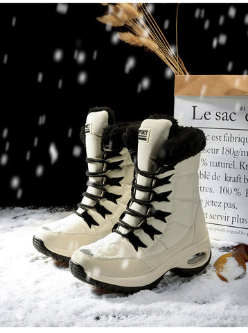 Winter Women Boots Keep Warm Mid-Calf Snow Boots Lace-up Comfortable