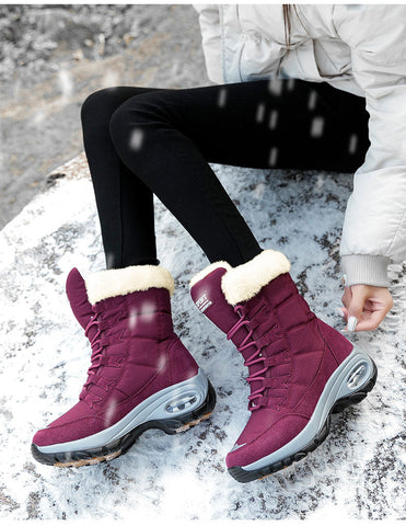 Winter Women Boots Keep Warm Mid-Calf Snow Boots Lace-up Comfortable