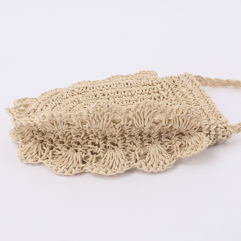 Handmade Small Rattan Straw Crossbody Woven Round Handbag