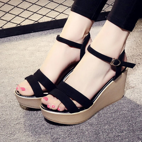 Fashion women summer sandals wedge women platform sandals genuine leather