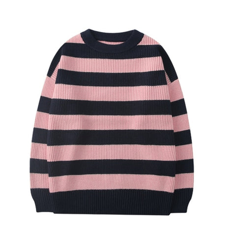 Casual Woman Pullovers Striped Jumper Warm Sweaters