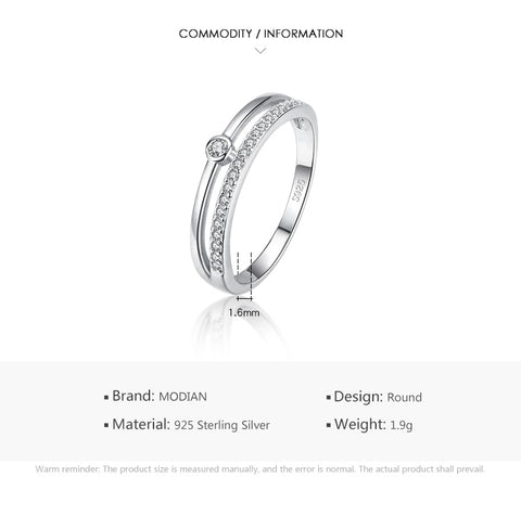 Line Fashion Clear CZ Rings Accessories Gift
