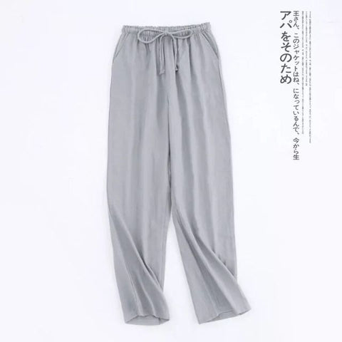 Couples Cotton Gauze Sleep Pants Ladies Home Tie Pajama Pant