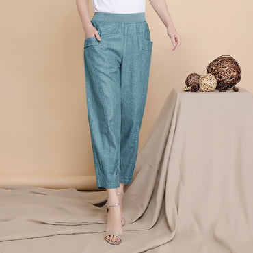 Middle-aged Lady Elastic Waist Loose Casual Pants