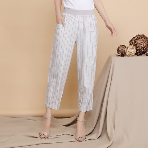 Middle-aged Lady Elastic Waist Loose Casual Pants
