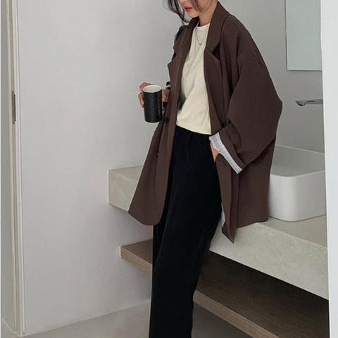 Blazers Minimalist Solid Outwear Loose Elegant Retro Official