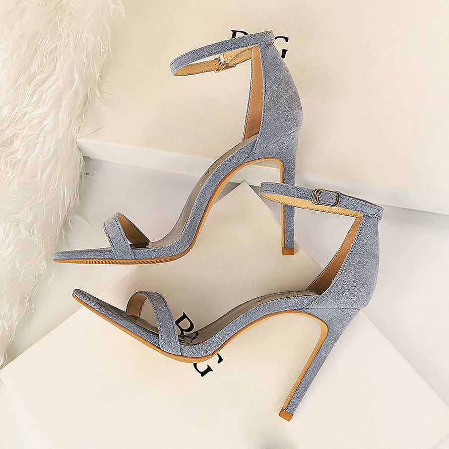 Women 10cm High Heels Flock Stripper Sandals Female Classic Pumps