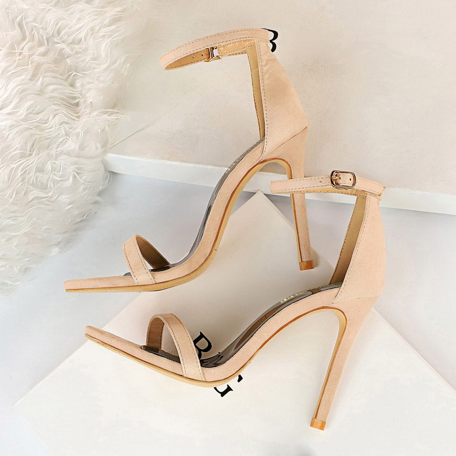 Women 10cm High Heels Flock Stripper Sandals Female Classic Pumps