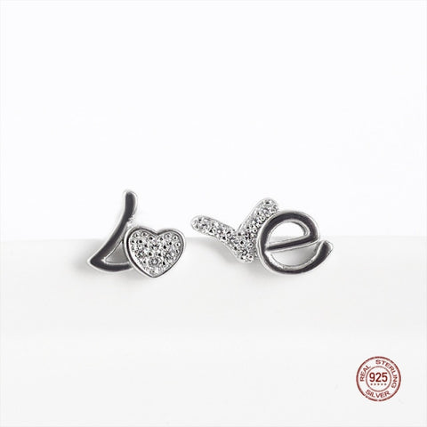 Sterling Silver Hollow Clover Ear Studs Shining Zircon Crystal Earrings