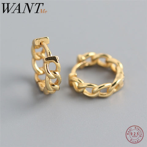 Silver Punk Hip-Hop Cuba Chain Gothic Studs Earrings