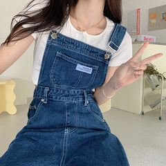 Denim Jumpsuit Women Basic Overalls Loose Straight Casual