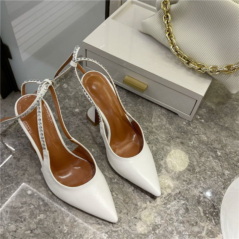 Diamond Women Pumps Sandals Pointed Toe Ankle Strap stripper heels Pumps