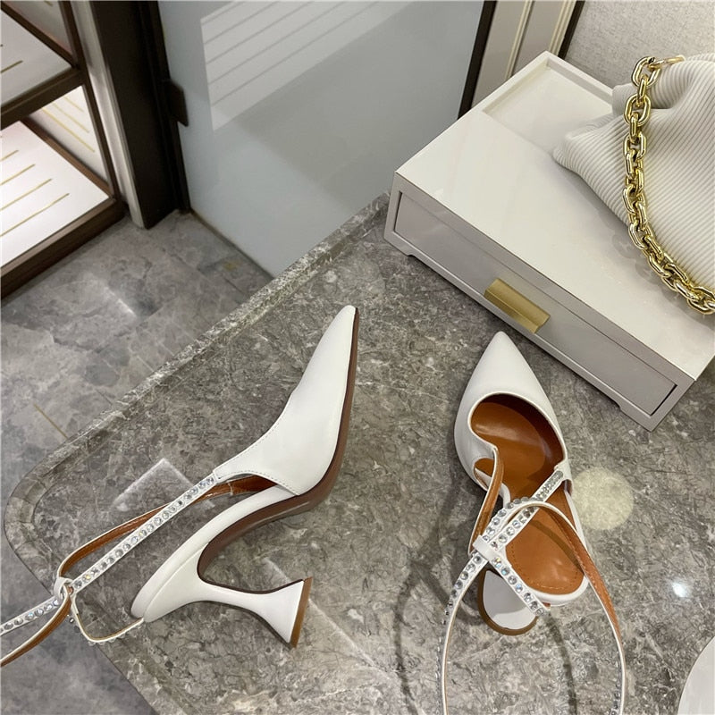 Diamond Women Pumps Sandals Pointed Toe Ankle Strap stripper heels Pumps