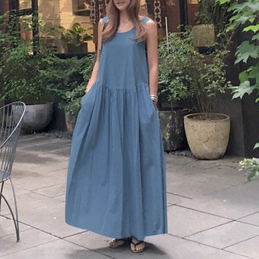 Stylish Denim Blue Dress Women's Summer Sundress Casual