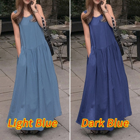 Stylish Denim Blue Dress Women's Summer Sundress Casual