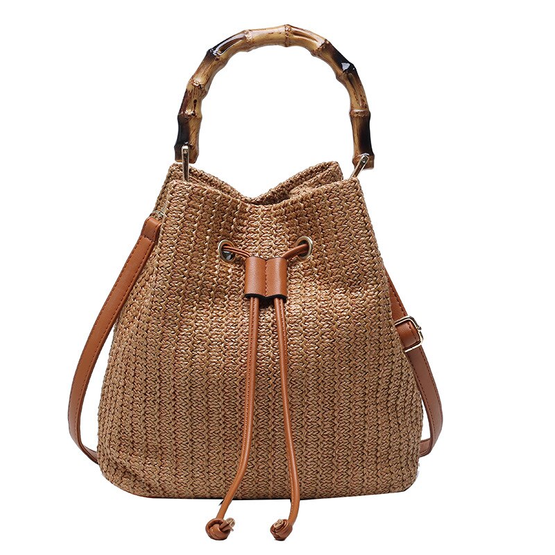 Woven Straw Ladies Bucket Bag Retro Shoulder Bags