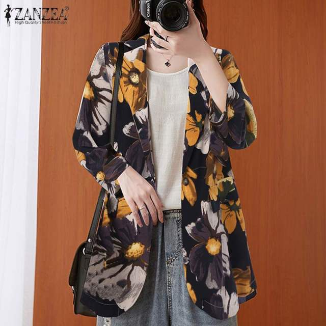 Fashion Cotton Blazers Women's Autumn Coats Casual Long Sleeve