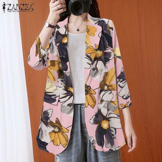 Fashion Cotton Blazers Women's Autumn Coats Casual Long Sleeve