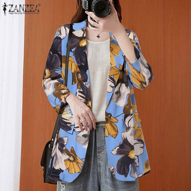 Fashion Cotton Blazers Women's Autumn Coats Casual Long Sleeve