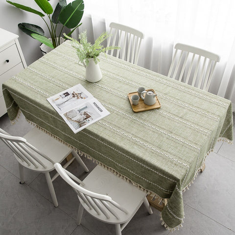 Tableware hollow solid color long stripe jacquard Nordic tablecloth