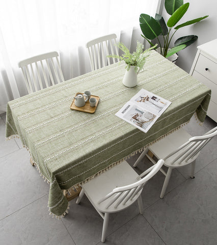 Tableware hollow solid color long stripe jacquard Nordic tablecloth