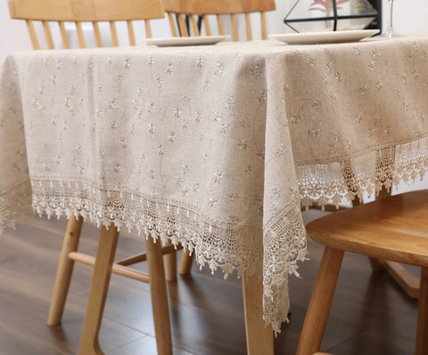 Embroidered Floral Table Cloth Rectangular Tablecloth