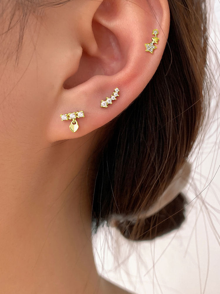 Simple Star Combination Stud Earrings