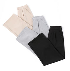 Wide Leg Pants Women Cotton Linen High Waist Pants Solid Color Pockets