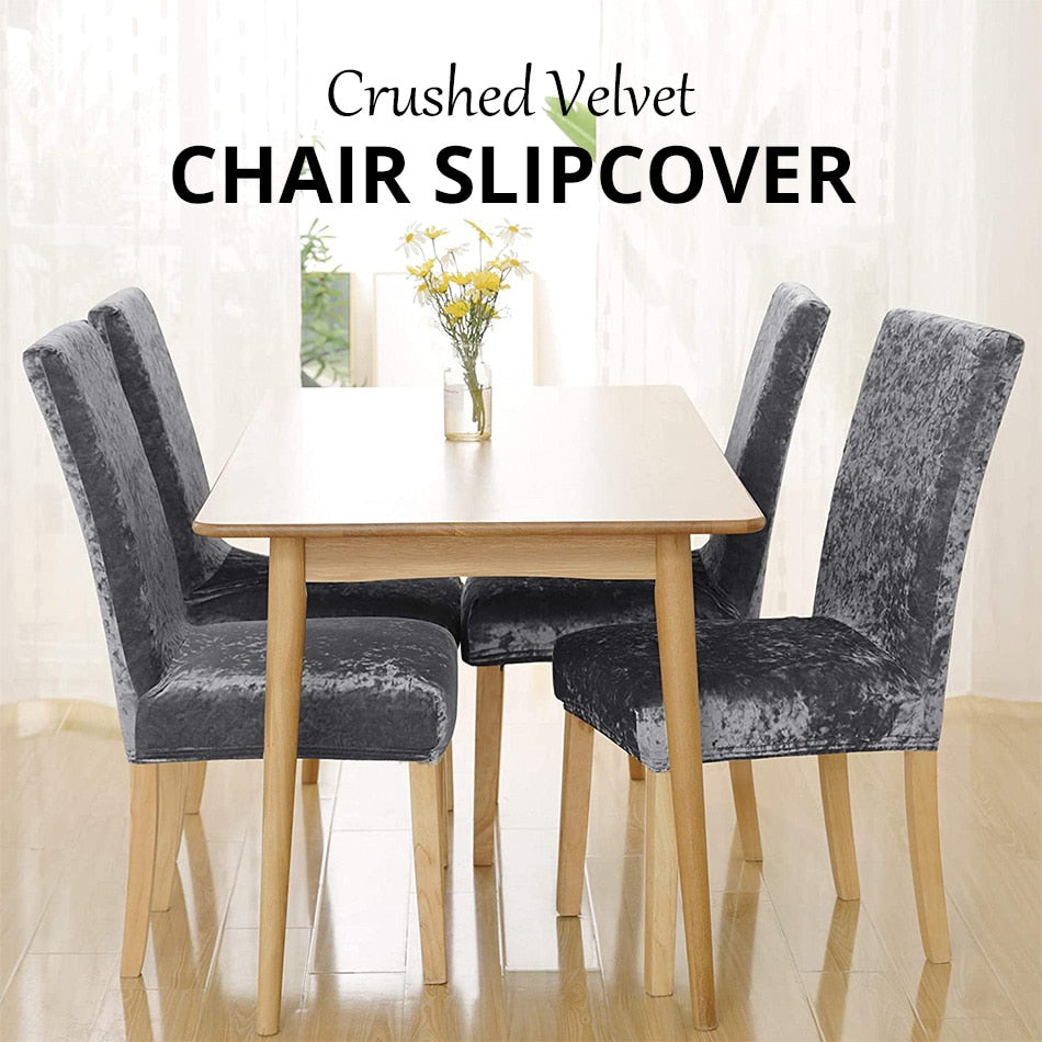 Velvet Dining Chair Cover Elastic Stretch Chair Slipcover