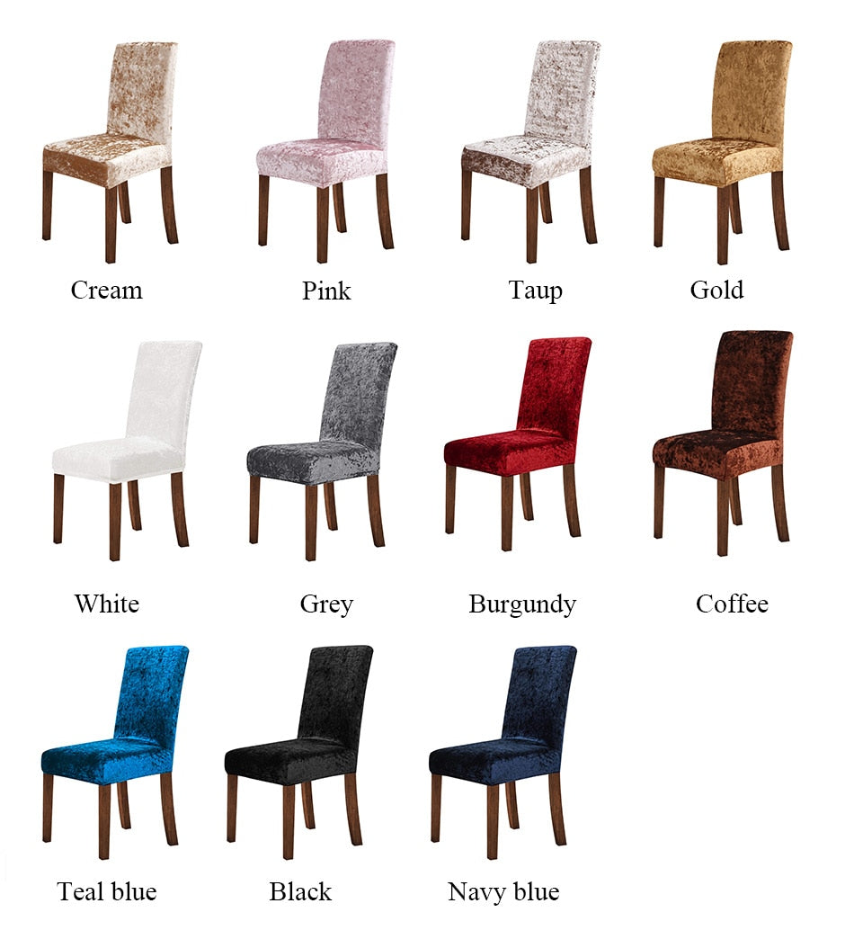 Velvet Dining Chair Cover Elastic Stretch Chair Slipcover