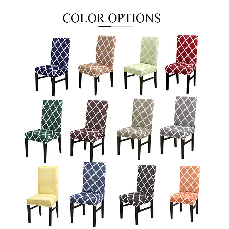 Geometric Style Stretch Spandex Removable Dining Room Chair Covers