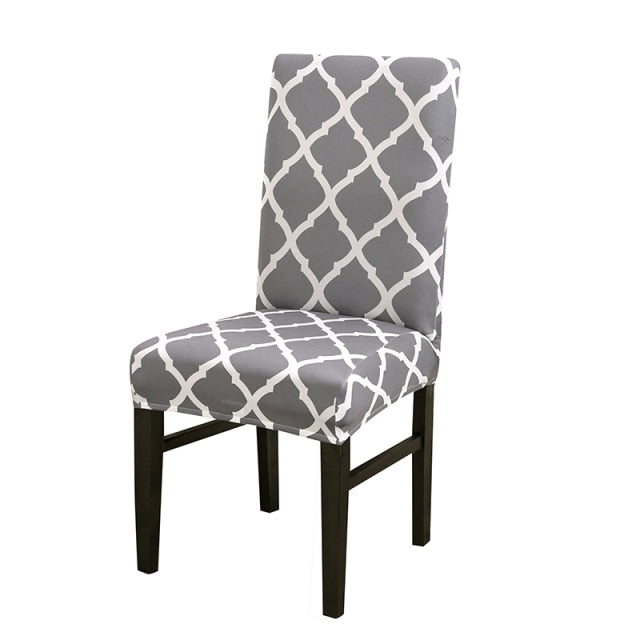 Geometric Style Stretch Spandex Removable Dining Room Chair Covers