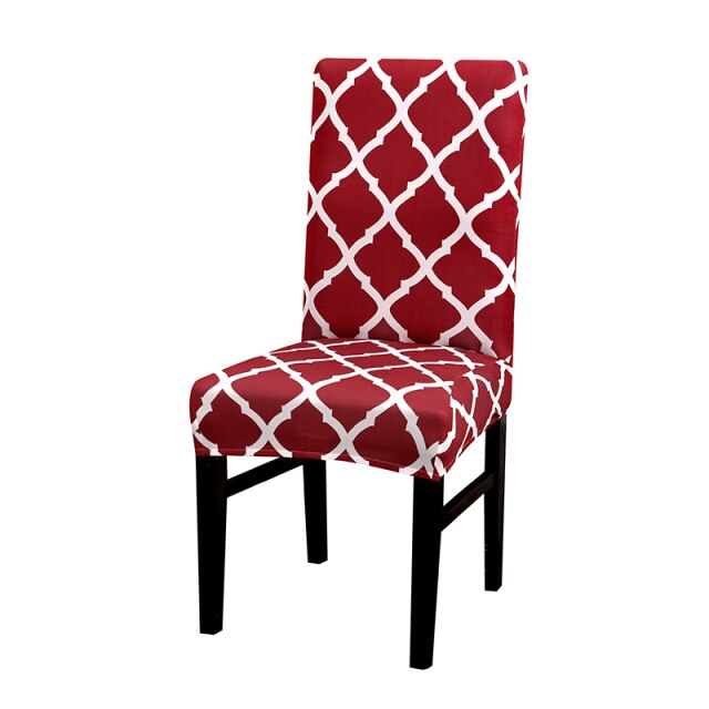 Geometric Style Stretch Spandex Removable Dining Room Chair Covers