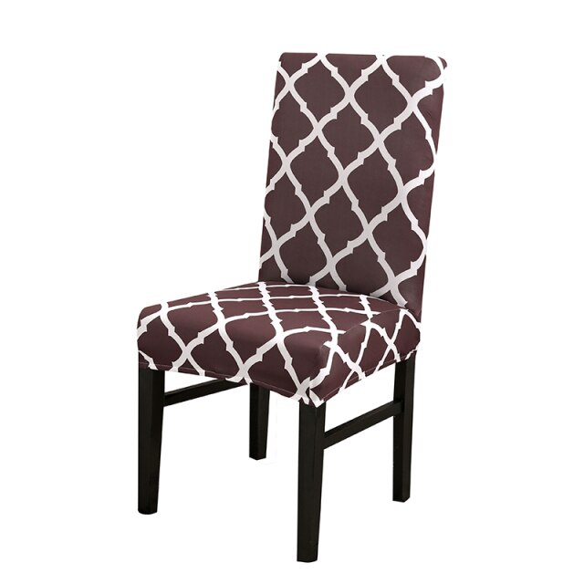 Geometric Style Stretch Spandex Removable Dining Room Chair Covers