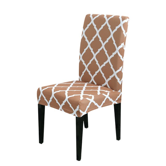 Geometric Style Stretch Spandex Removable Dining Room Chair Covers