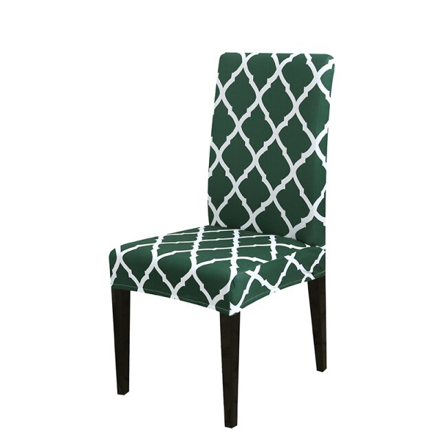 Geometric Style Stretch Spandex Removable Dining Room Chair Covers