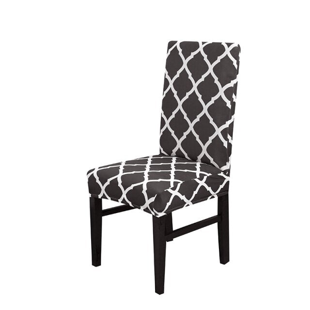 Geometric Style Stretch Spandex Removable Dining Room Chair Covers