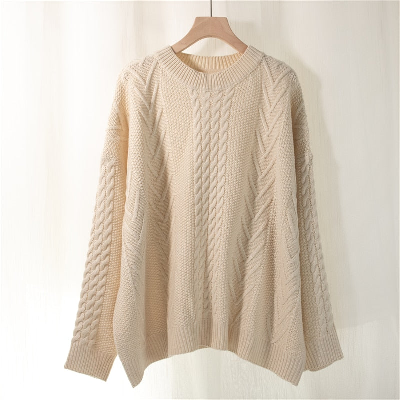 Sweaters Pullovers Minimalist Knitting Elegant Casual Loose Ladies Vintage Tops