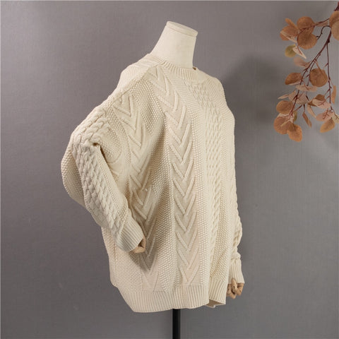 Sweaters Pullovers Minimalist Knitting Elegant Casual Loose Ladies Vintage Tops